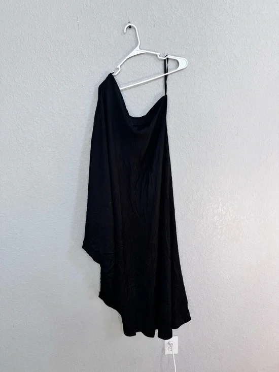 L'AGENCE One-Shoulder Black Asymmetric Evening Dress - Picture 6 of 7